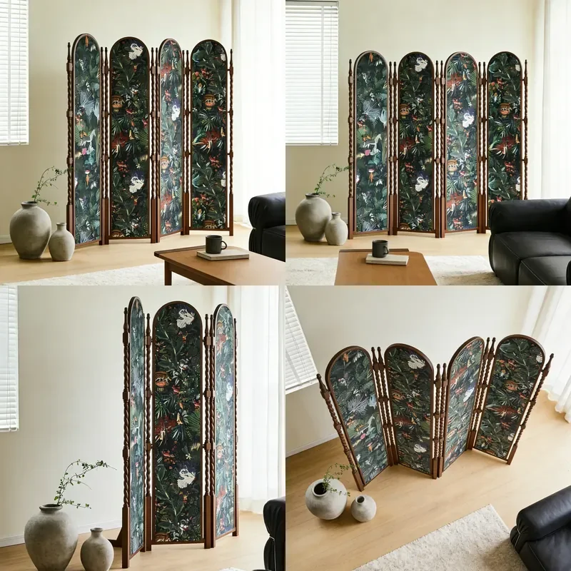 New Chinese Style Movable Room Divider Screen Art Floor Decor for Living Room Entrance Partition Wall