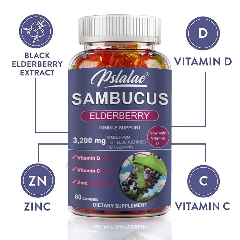 Elderberry Gummies - with Vitamin C, Zinc - Enhance Immunity, Anti-oxidation, Promote Skin Health