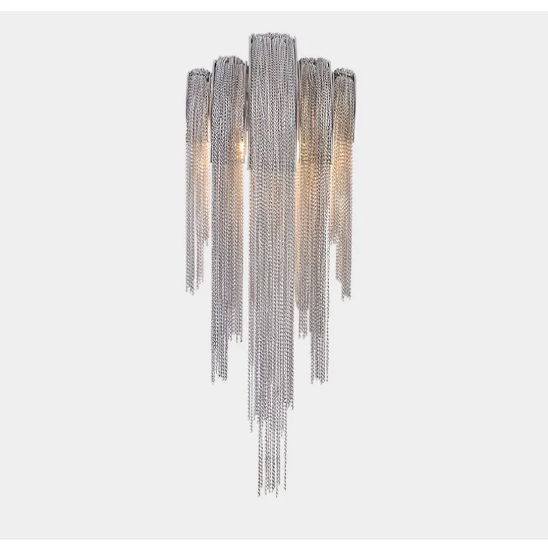 Imagem -06 - Postmodern Tassel Aluminum Chain Wall Light Quarto High-end Lamp Designer Italiano Sala de Estar tv Led Iluminação Decorativa