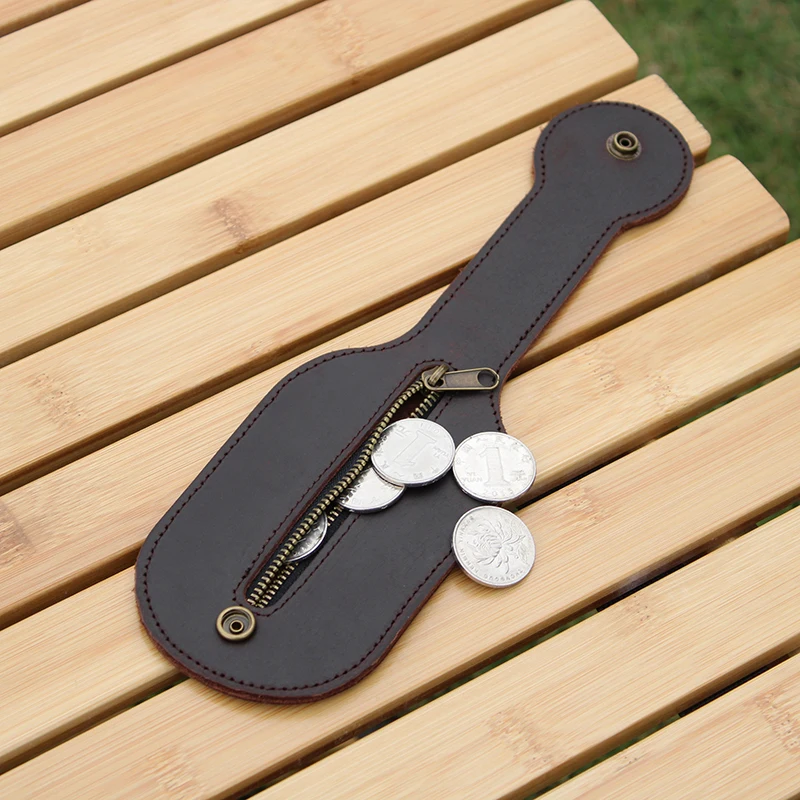 Cinturilla de cuero Gemuine, billetera cero a prueba de lobo, bolsa para monedas de cuero Boston, herramienta de supervivencia EDC, monedero
