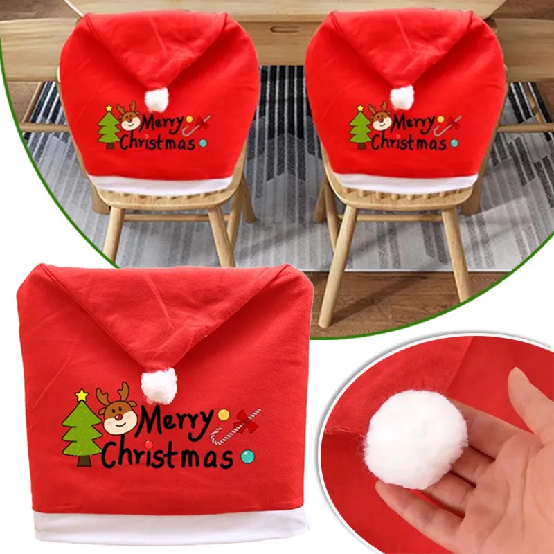 

2024 Christmas Santa Claus Chair Cover Merry Christmas Decorations for Home Navidad 2025 Xmas Decor Gifts New Year 1PC 50x60cm