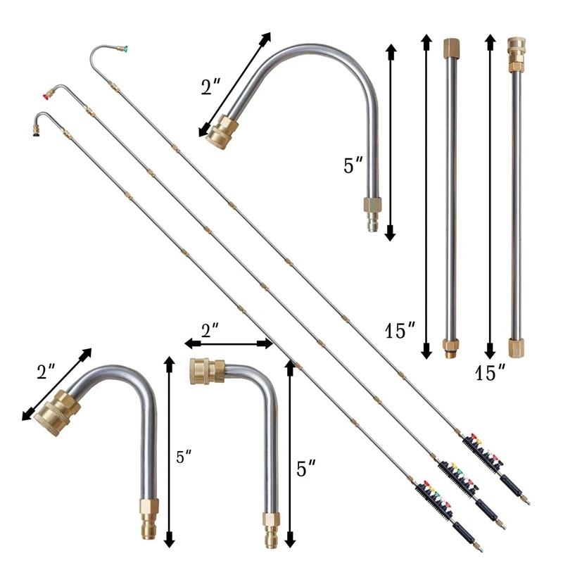 Pressure Washer Extension Wand, Power Washer Lance With 5 Spray Nozzle Tips,Cleaner Attachment Curved Rod