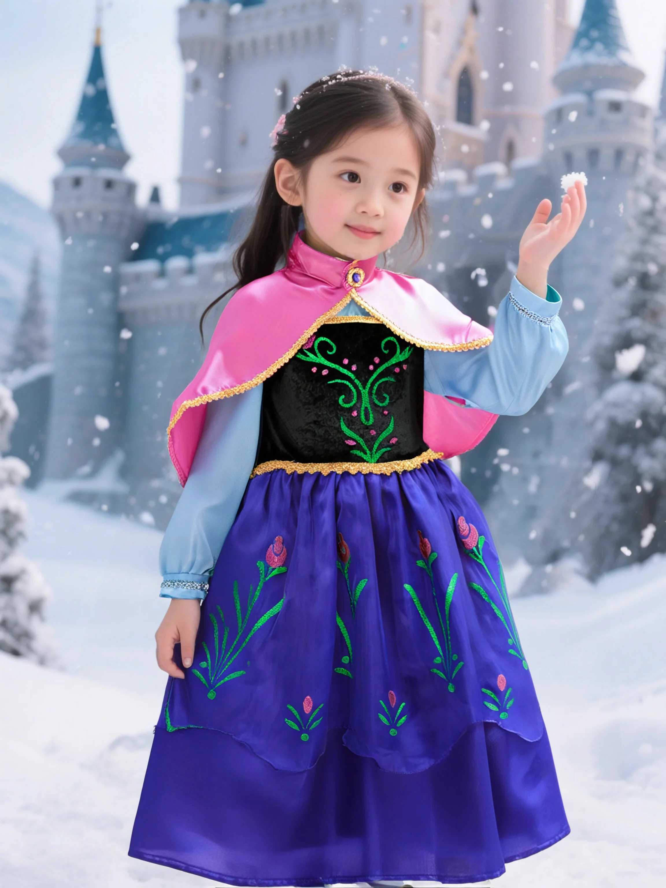 

Осенне-зимние нарядные костюмы королевы Анны для девочек, модное платье принцессы, 2025 год, вечерние платья для косплея на Хэллоуин для малышей от 2 до 10 лет