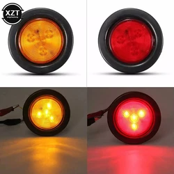 Round 4 LED Side Marker Light 12V 24V Orange Red Indicator Signal Grille Lamp Universal for Truck Trailer Caravan Camper