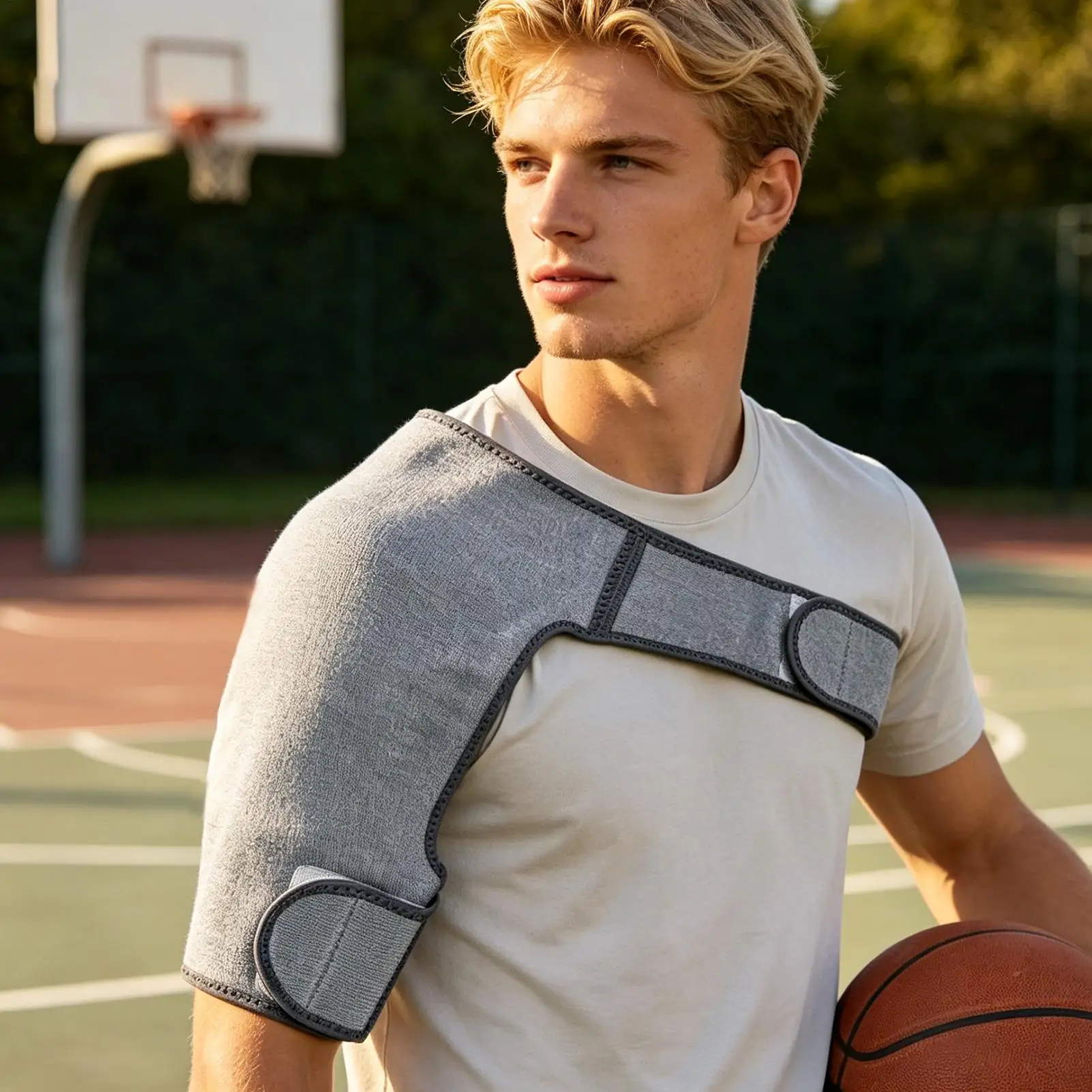 Shoulder Support Brace Adjustable Compression Knit Breathable Shoulder Support Sleeve For Weightlifting Racket Sports Gym