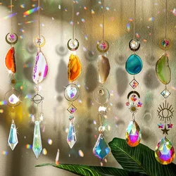 1pc crystal suncatcher, window hanging sun catcher with prism and agate slices, used for home garden wedding decoration