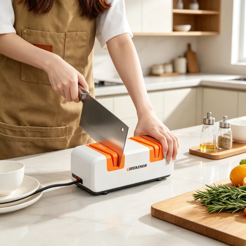 5 Slot Electric Knife Sharpener Moonlight Orange Quiet Fast Sharpening Machine for Kitchen Knives Home Edge Care Daily 전동 칼갈이