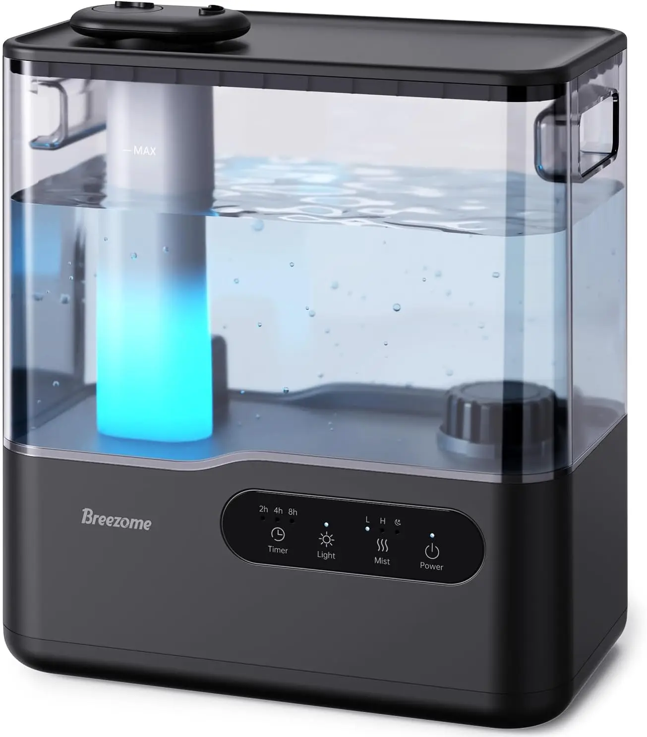 

Увлажнитель воздуха с функцией холодного тумана для больших помещений, 5 л, с поддоном для эфирных масел, 7-цветной подсветкой, таймером и бесшумной работой