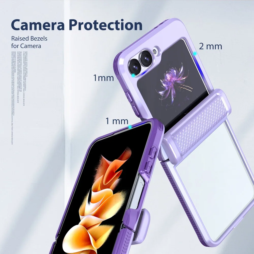 Transparent Phone Case with Hinge Protection For Samsung Z Flip 6 5 Flip6 Flip5 5G Shockproof Clear Acrylic Protective Cover