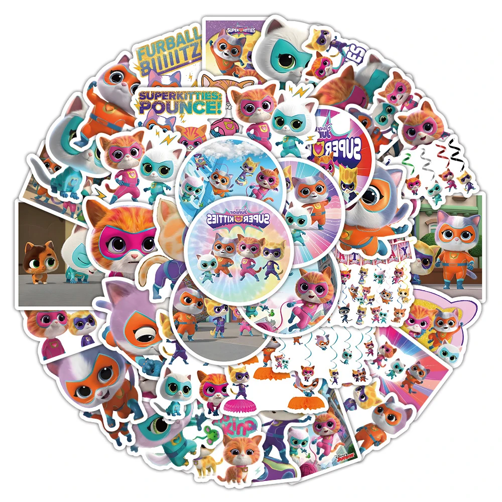 10/30/50 Stück Cartoon Super Kitties Graffiti-Aufkleber Niedliche Abziehbilder Wasserfeste DIY Skateboard Helm Handy Kawaii Sticker Spielzeuge