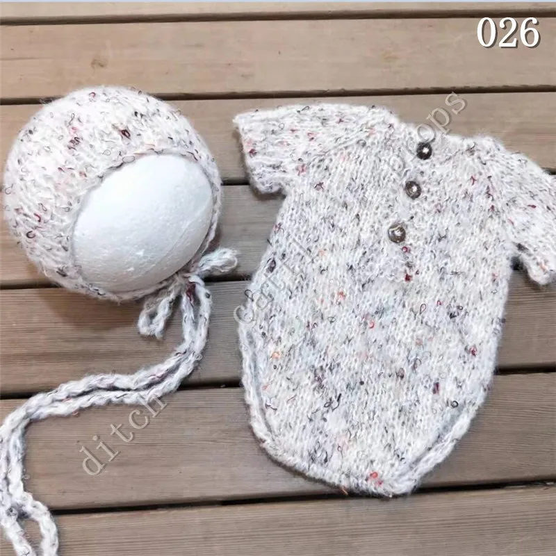 Newborn Photography Props Handmade Knitted Jumpsuit and Hat Studio Clothing