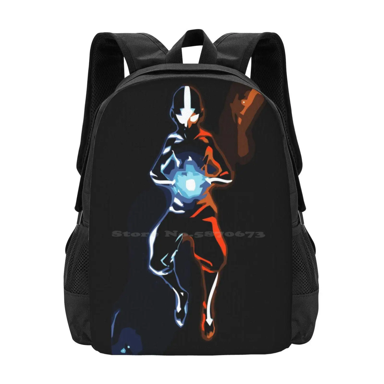 Positive And Negative Chakras Large Capacity School Backpack Laptop Bags The Last Airbender State Aang Energy Bending Air