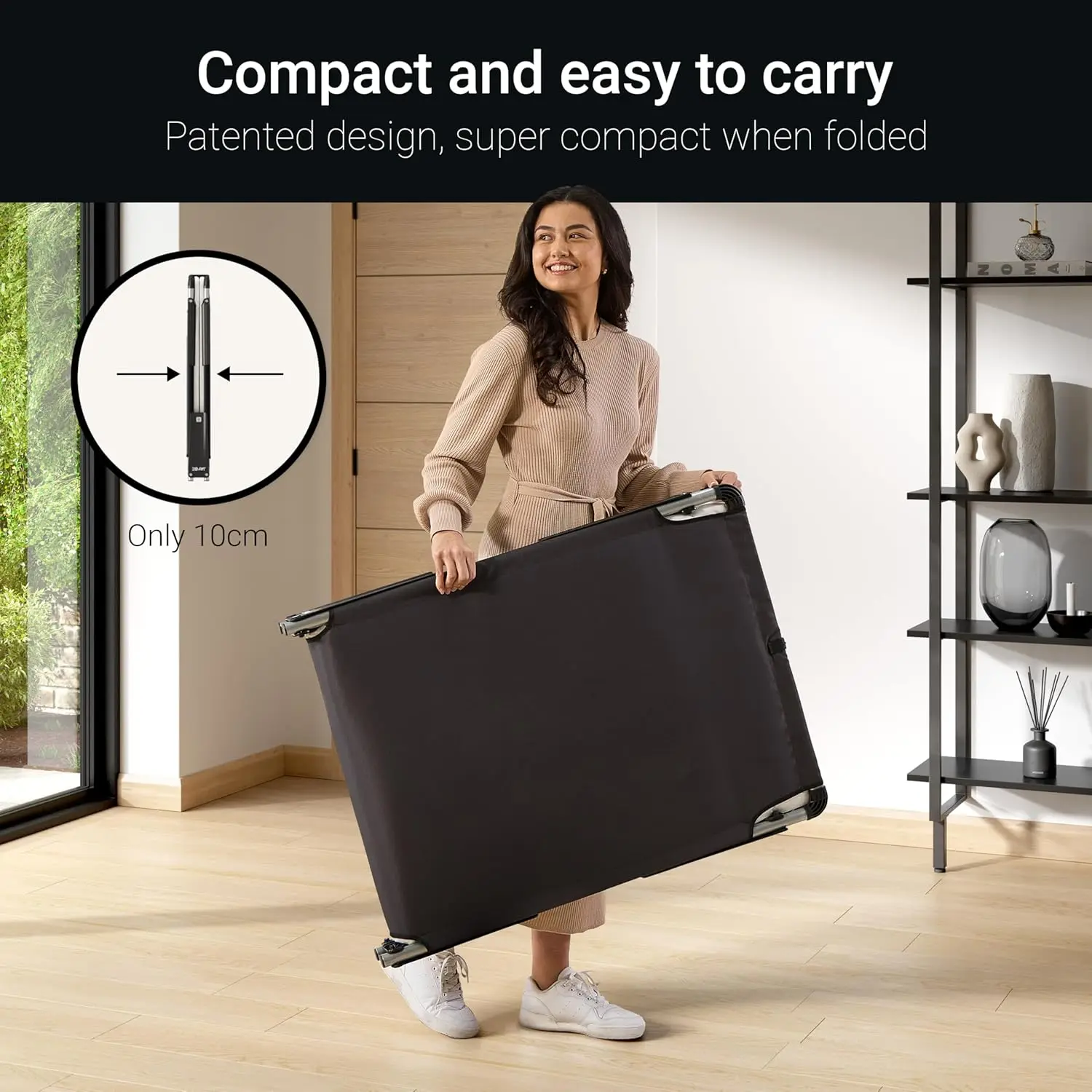 Lit pliant Jay-Be avec matelas confort - Simple, noir