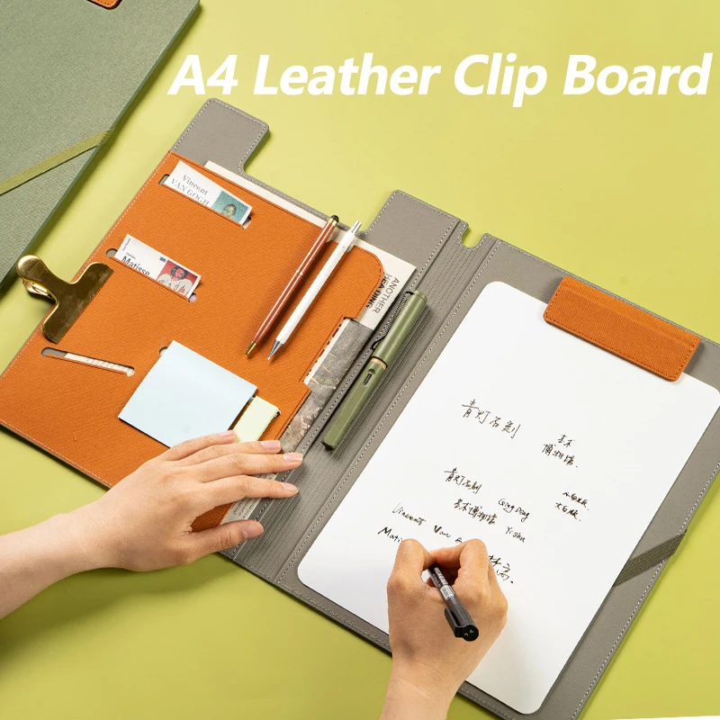 A4 Magnetic Board Clip Writing Pad Document Pad Holder Storage PU Leather Business Office Supplies Multifunction Clipboards