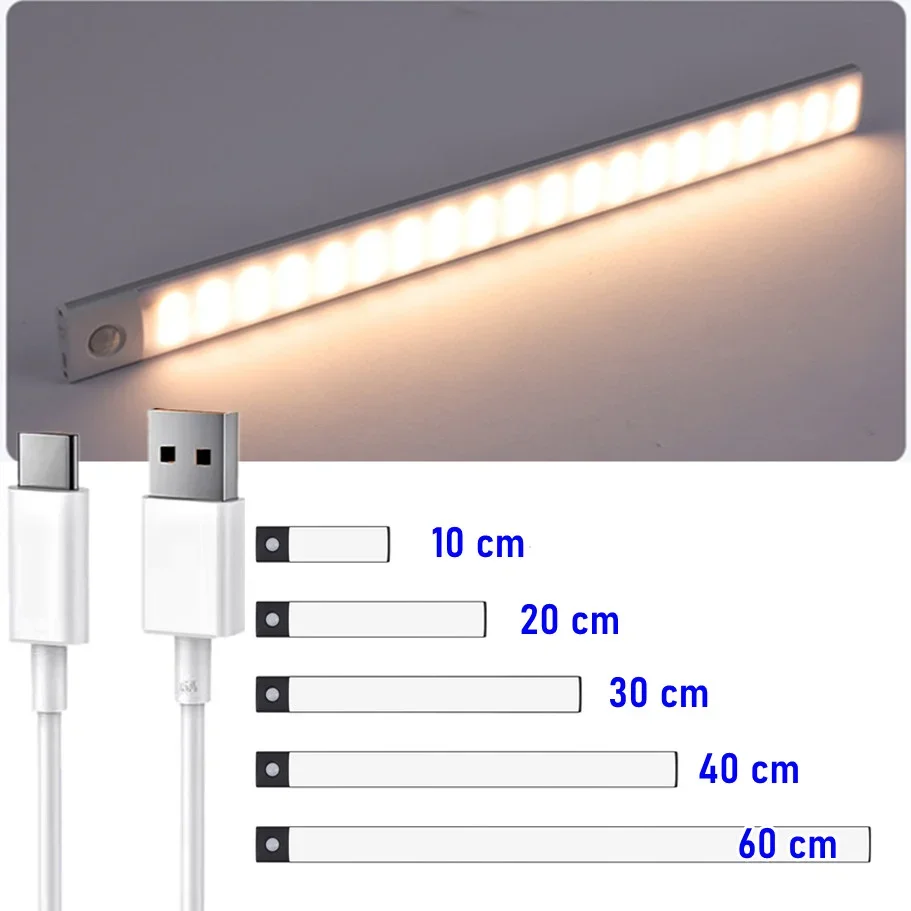 LED Night Light Light Under Cabinet Light Motion Sensor Night Light Closet Light Cabinet Kitchen Lighting Magnetic Wall Lamp