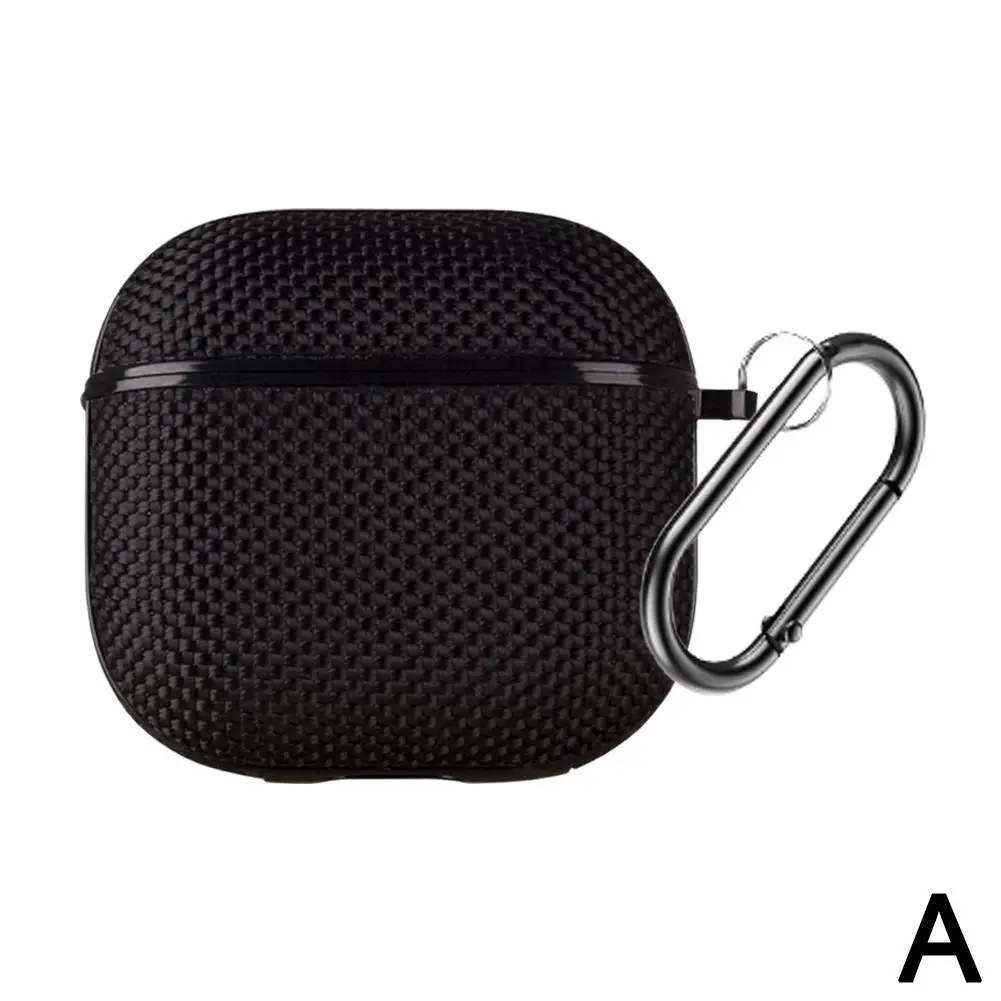 New For Apple AirPods 4 Leather Nylon Earphone Case All Inclusive Anti Drop TPU Headphone Protective Cover With Metal Buckl G4H0