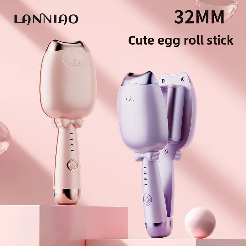 Novo 32mm ondulado rolos de cabelo 30 milhões íon negativo curling ferro onda volumizing última ferramenta estilo rolo ovo cabeça vacilar modelador varinha