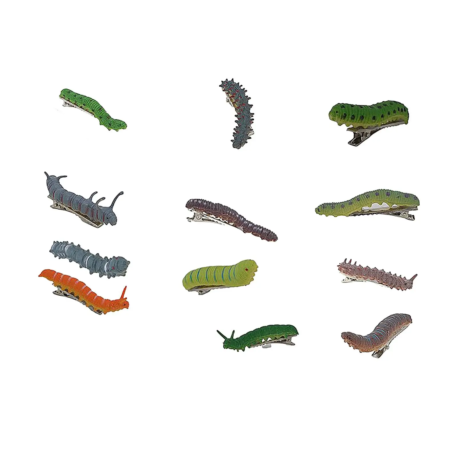 

12 шт. заколок для волос в виде ползающих гусениц, заколки для Хэллоуина, заколки с рисунком ползающих рептилий, головной убор-розыгрыш, разноцветные заколки