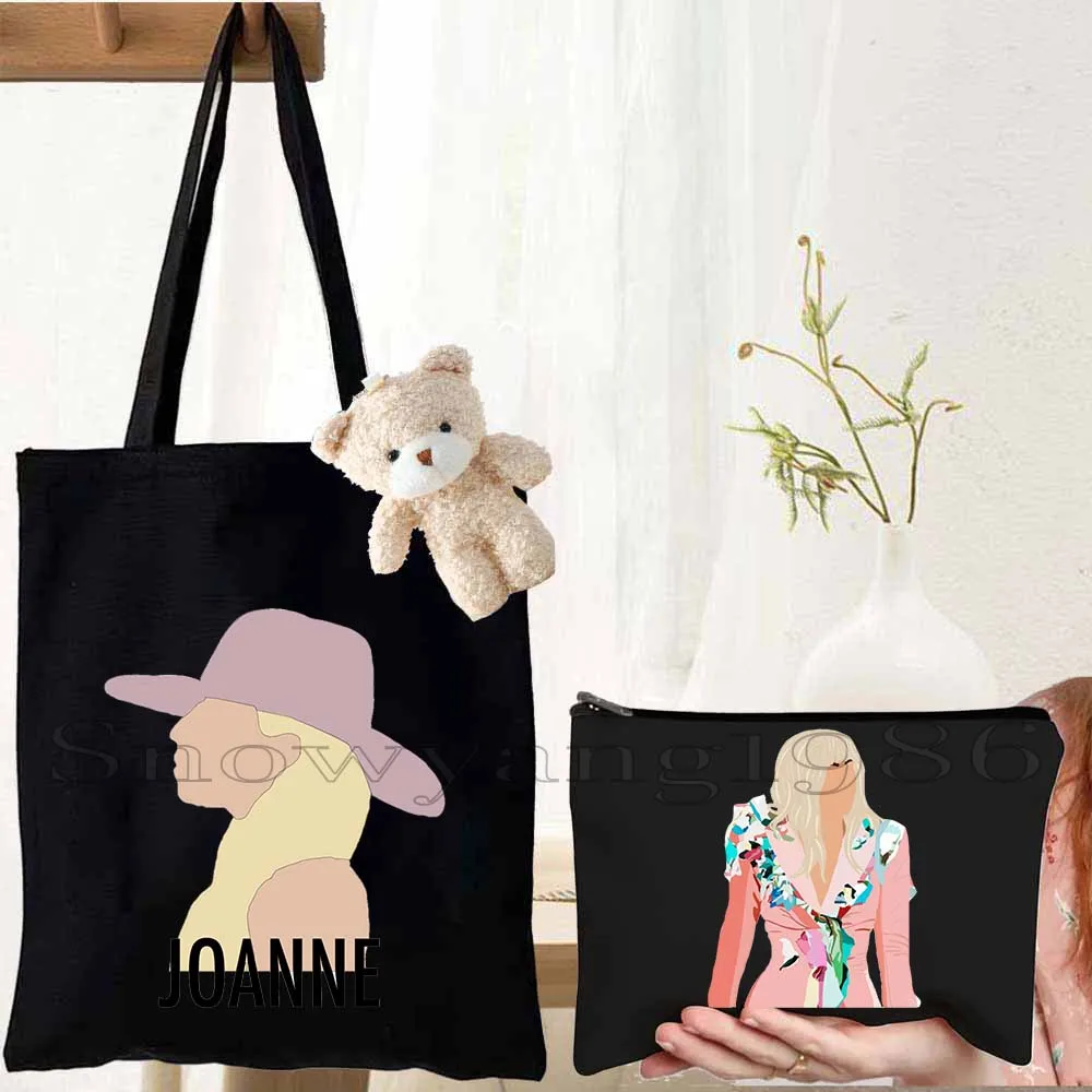 

3pcs Woman Music Singer Lady Gaga Monsters ENIGMA Lips Joanne World Tour Freak Out Gift Canvas Shoulder Tote Bag Shopper Handbag