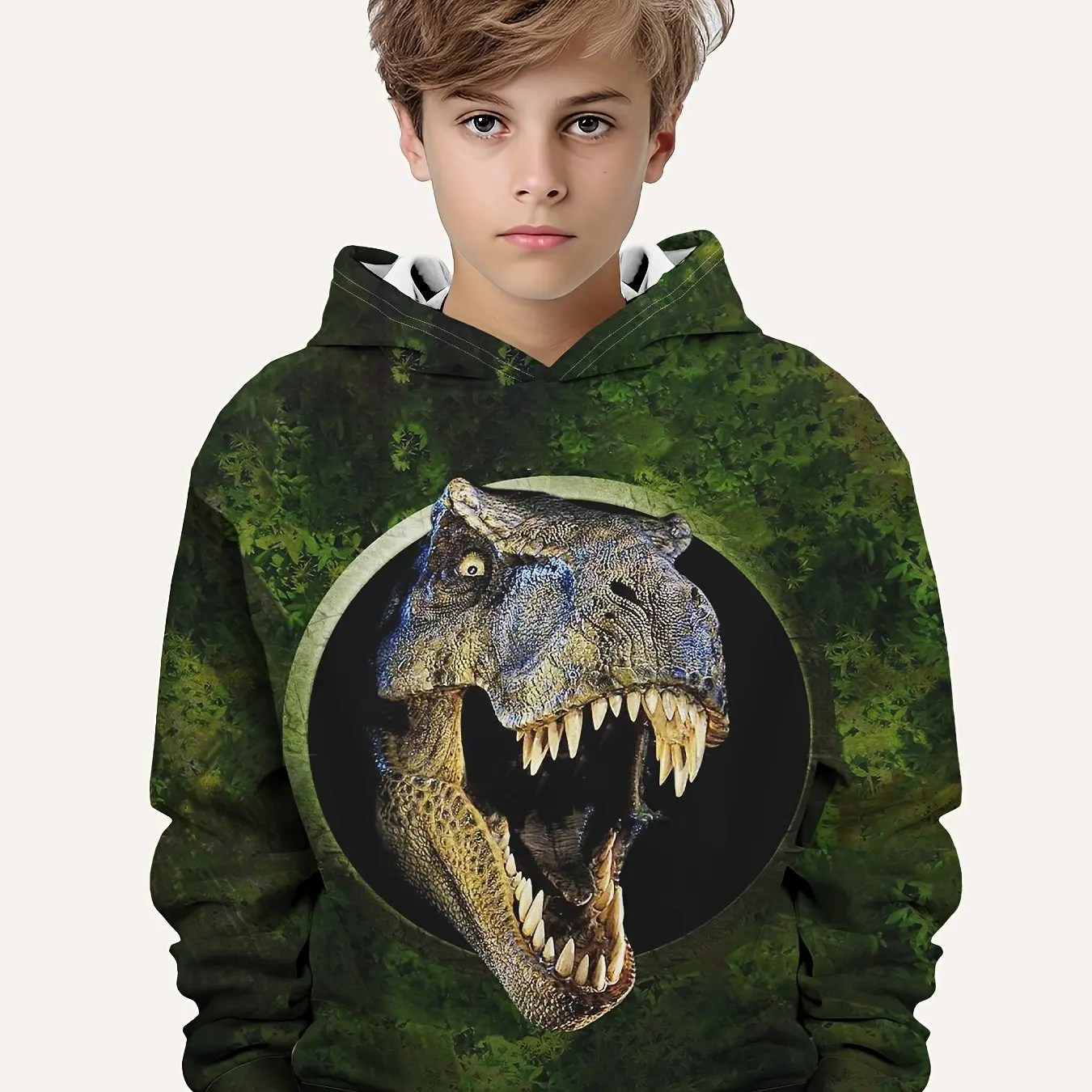 Children\'s Clothing Hoodies Kids Clothes Boy Children Top Long Sleeve Cartoon Dinosaurs Print Spring And Autumn Outdoor Clothes