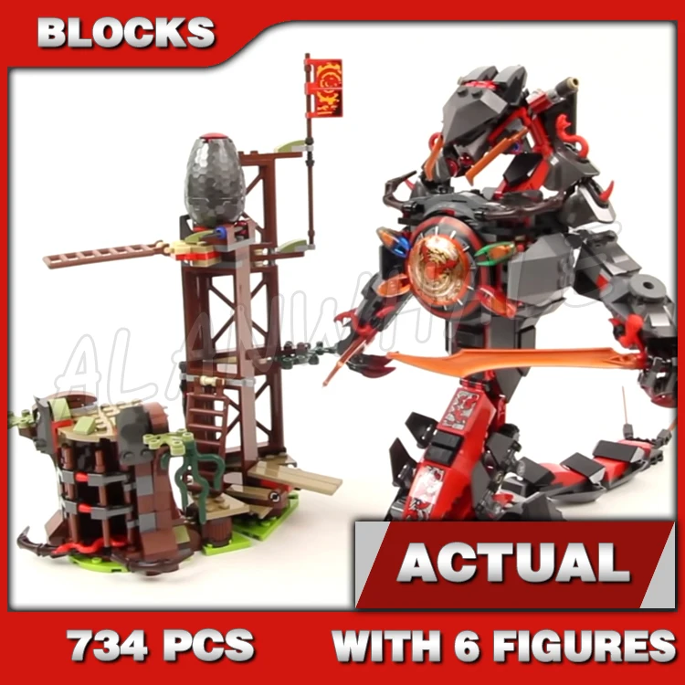 

734 шт. Shinobi Dawn of Iron Doom Sinister Snake Mech Swamp Fort Vermillion Egg 10528 Наборы строительных блоков, совместимые с моделью