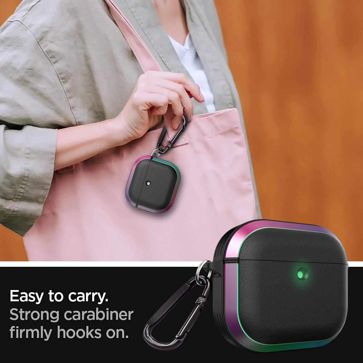 

Многоцветный чехол для AirPods 4/AirPods 4 (ANC) с защитой от ударов, гибридный, с защитой от падений, с крючком для ключей