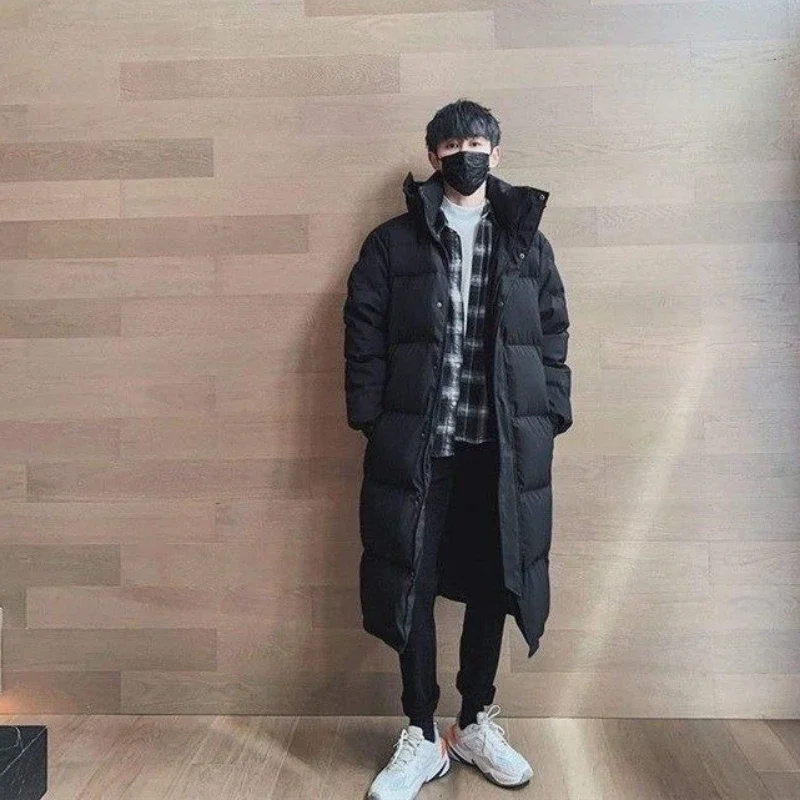 

​Men's Extra Long Down Jacket Thermal Insulated Winter Coat 2025 New Style Couples Over Knee Hooded Oversized Warmth​