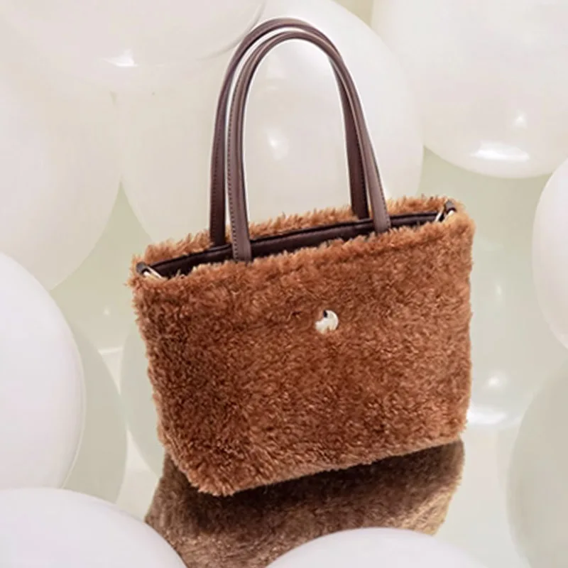 

Новая зимняя компактная корзина для овощей с вьющимися волосами ягненка, сумка для мобильного телефона, повседневная простая универсальная маленькая сумка на плечо