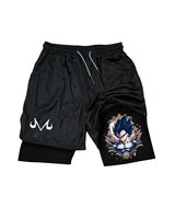 Dragon Ball Black Shorts Men Women Vegeta Green Hair Power Aura White M Logo Gray Drawstring 2025​
