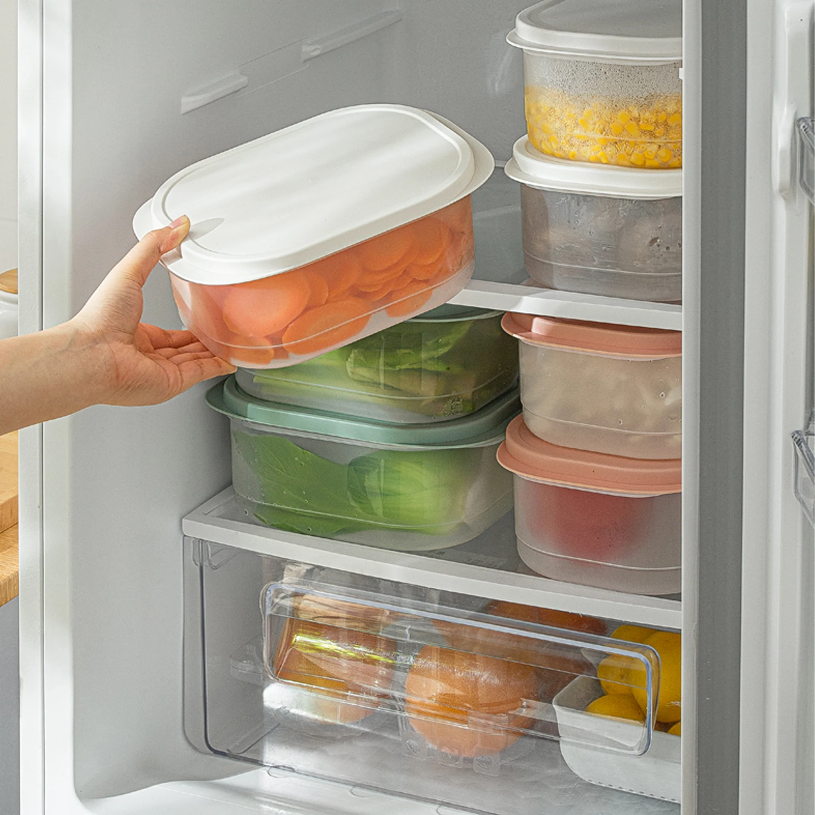 

Fresh Keeping Box Kitchen Food Storage Drain Container Fruits Vegetables Multi-Functional Washing Drainer Vegetable Preservation