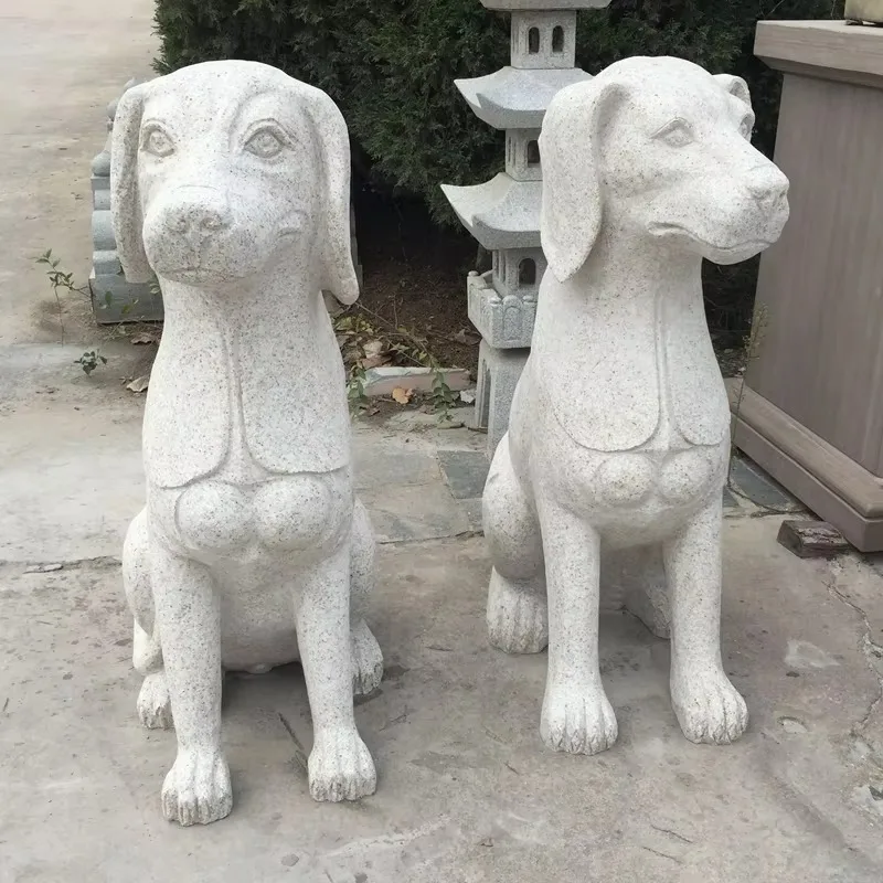 

【Factory Price】Factory Wholesale Garden Decoration White Stone Marble Animal Statue Dog Sculpture Price for Sale