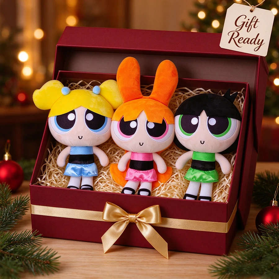 Original Die Powerpuff Girls Cartoon Plüschpuppe Buttercup Bubbles Blossom Niedliches Kawaii Flauschiges Stofftier 23 cm/35 cm – Detail 1