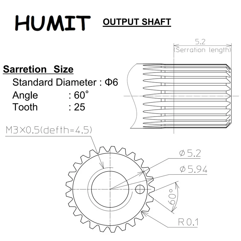 H25T Servo Spline Rotary Broach Punch Tools Output Shaft Punching Bit Holder High Speed Steel Material Can be Customized