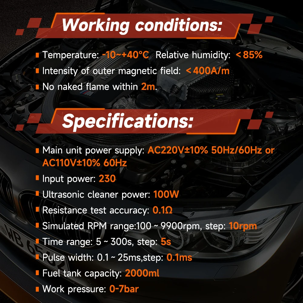 ANCEL ANJ400 GDI Car Ultrasonic Fuel Injector Tester Cleaner Cleaning Machine Fuel Injector Tester Cleaner Car Nozzle Ultrasonic