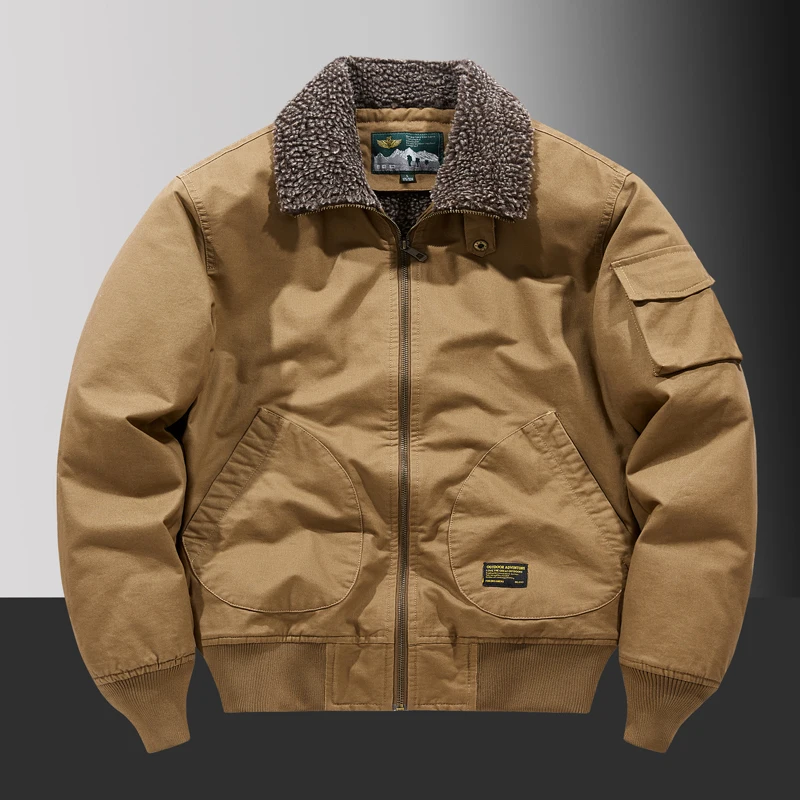 

Autumn and Winter Jackets for Men with Thick and Warm Cotton Jackets Men Fur Collar Loose Oversized Cotton Jacket Cargo Jackets