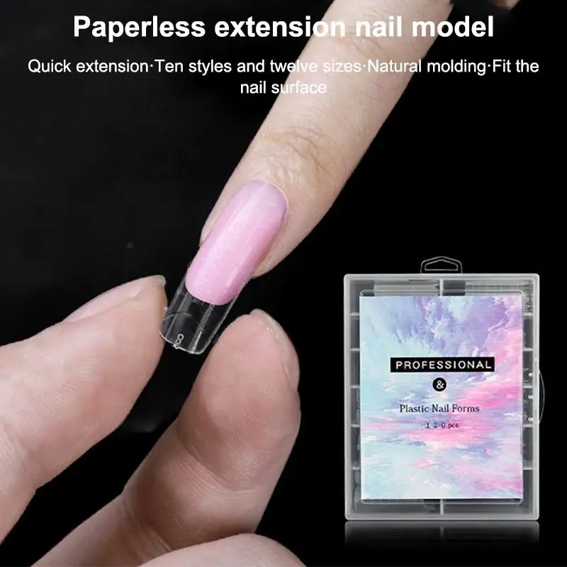 120PCS Dual Form Poly Nail Gel Tips Quick Builder Mold Extension for Salon and DIY Nail Art