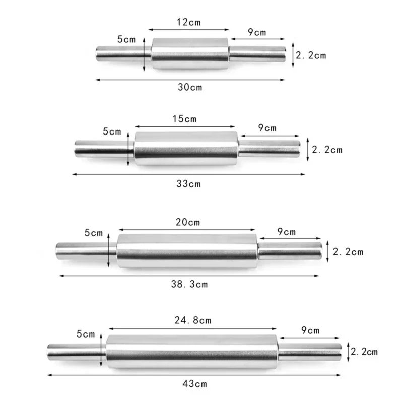 Rolling Pin Pressing Noodle Rolling Pin Stainless Steel Flour Stick Household Baking Kitchen Tools Dough Roller Rolo