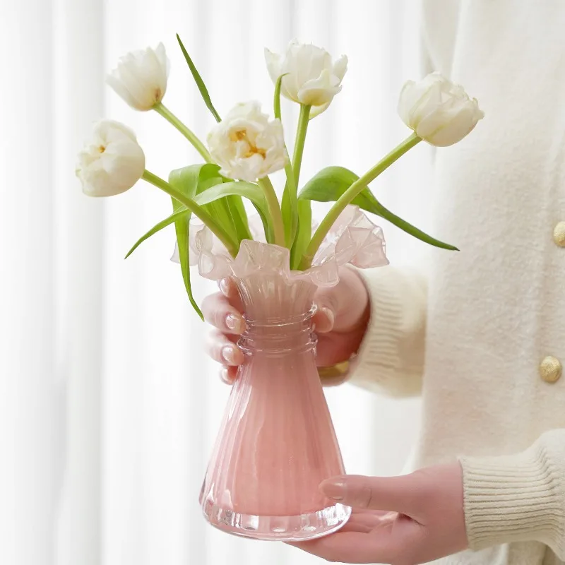 

Французская стеклянная ваза в стиле ретро, высококачественная художественная стеклянная ваза для цветов, гидропонная цветочная композиция для гостиной, украшение