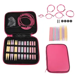 10 Pairs Plastic Change Head Knitting Needle Ring Crochet Hook Circular Knitting Needles Set with Case DIY Weaving Sewing Crafts