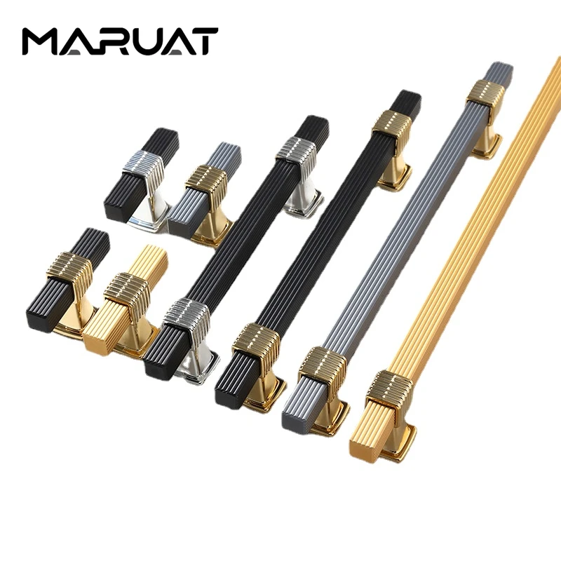 Square Kitchen Furniture Gold Black Kitchen Door Handl European Style Cabinet Handl Door Handl Aluminum Alloy Kitchen Pull