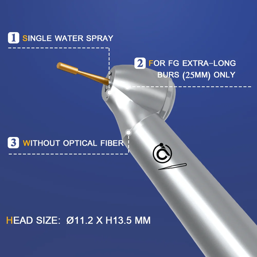 AI Dental Air Turbine Handpiece 45 °Angle Head Small Size High Speed Diamond Burs Single Water Spray Non-light AI-MX45/AI-MX2