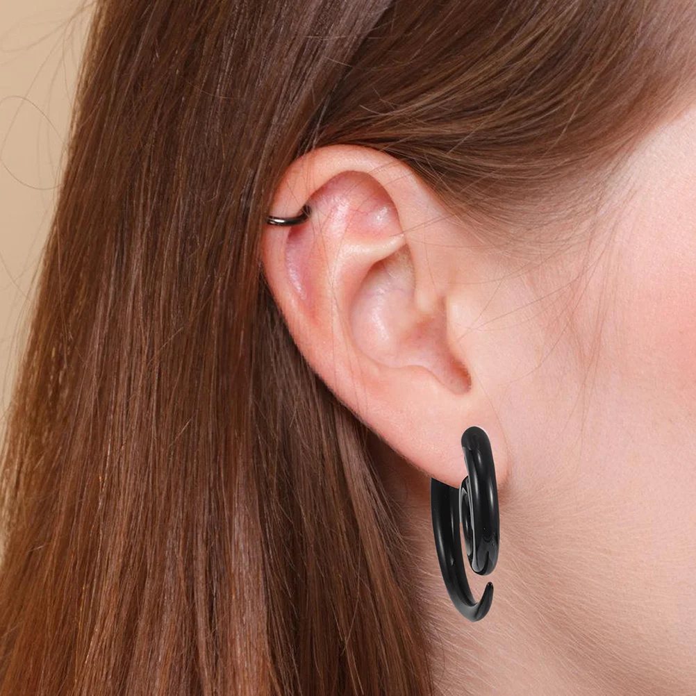 

6Pairs Stainless Steel Snail Spiral Earrings Asymmetric Wing Stud Earrings Comfortable Fake Plugs Ear Expander Jewelry