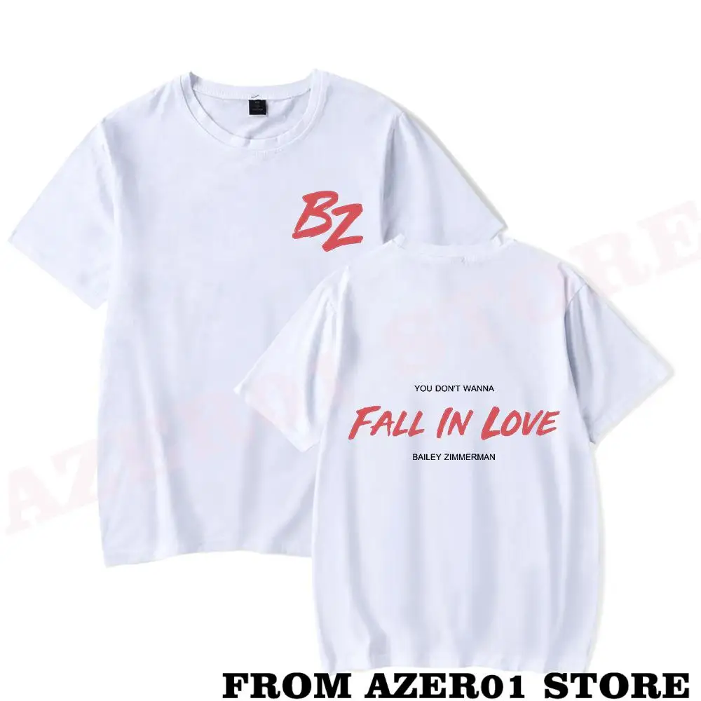 Bailey Zimmerman Fall in Loove Merch T-shirt Print Summer Men/Women Streetwear Tshirt Shirt ShortSleeve New Logo Tee