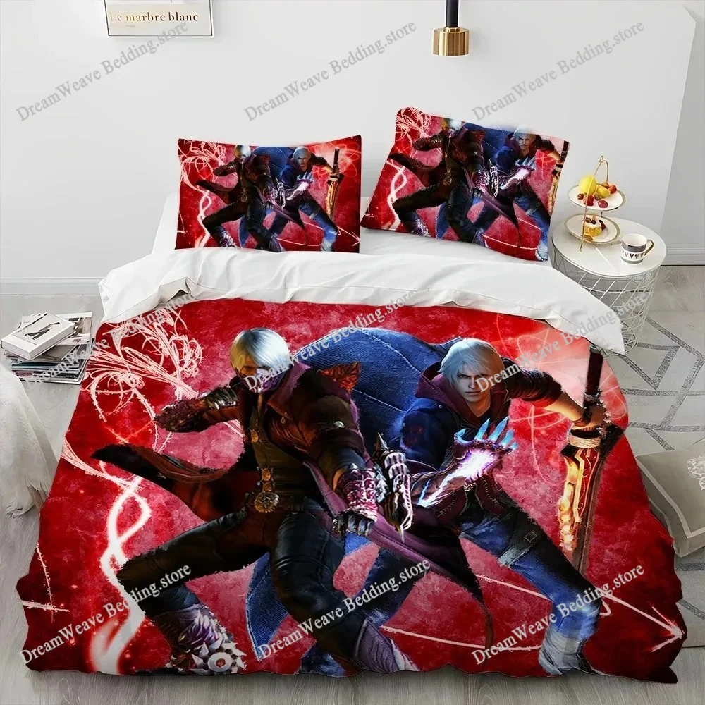 Anime D-Devil M-May C-Cry Printed Duvet Cover and Pillowcase, Teen and Adult Bedding Set, Bedroom Decor, Gift for Boys and Girls