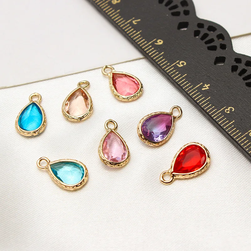 1pcs Diy Jewelry Accessories Copper Edging Colorful Drop Earrings Pendant Necklace Bracelet Pendant Material Handmade Charms