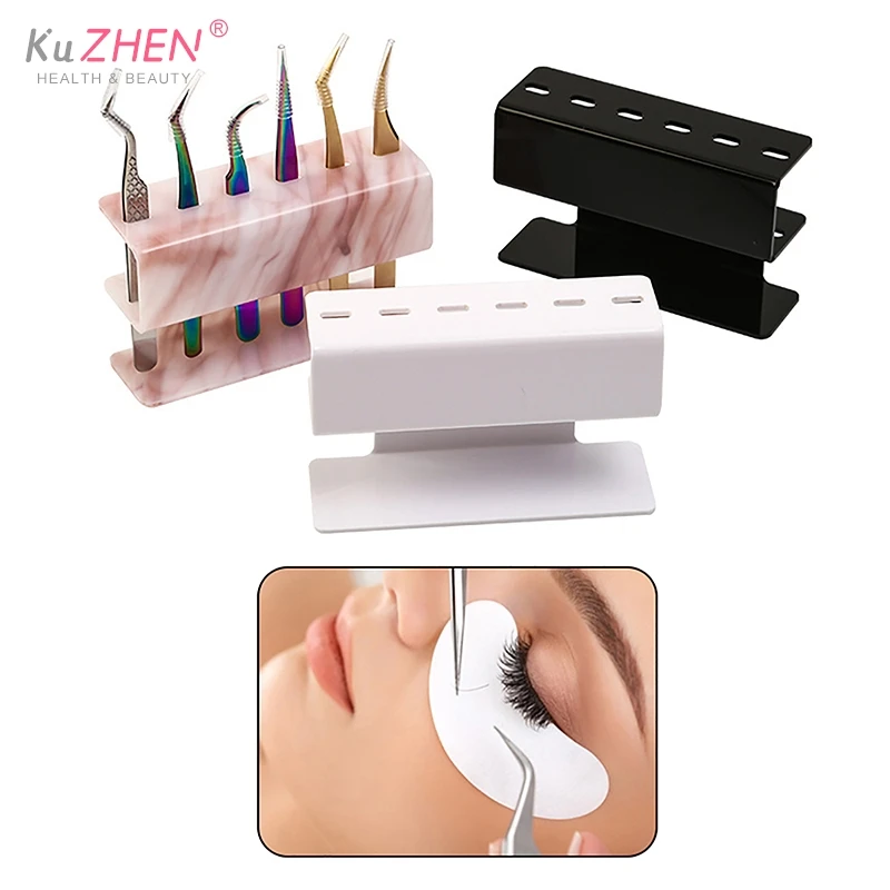 1pc 6Holes Acrylic Eyelash Tweezers Storager Holder Stand  Convenient Tweezer Stand Shelf Hold Lash Extension Women Makeup Tools