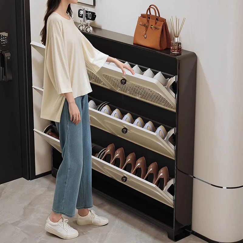 خزانة الأحذية العمودية الحديثة المنظم تخزين غرفة المعيشة المتنقلة صندوق عرض رف الأحذية الفاخرة مصمم موبليس أثاث المنزل #6
