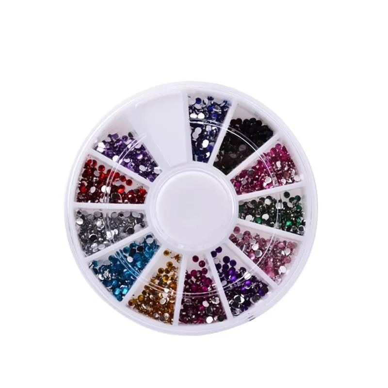 1 Box Love 12 Colors 3MM Rhinestones Nail Art Wheel DIY Nail Stickers Tips Decoration 3D Manicure tools