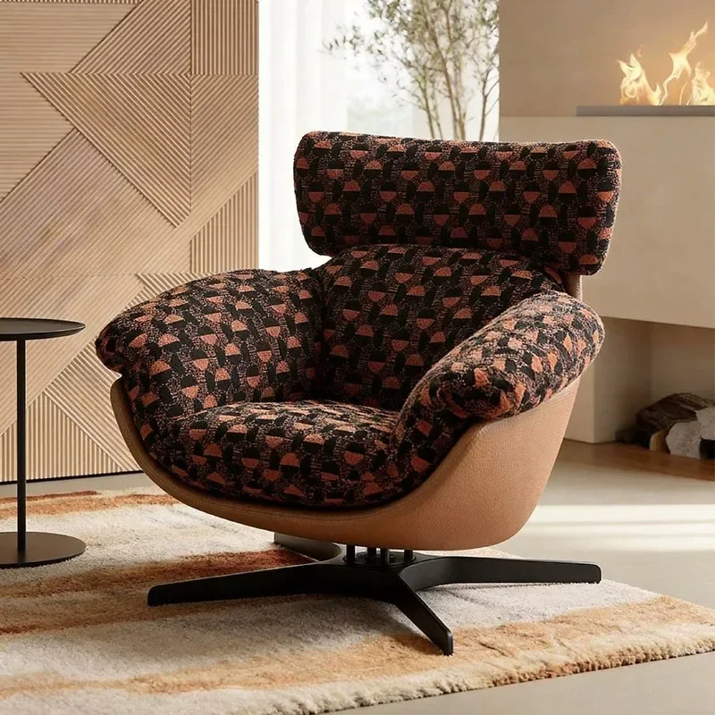 Retro fabric jacquard casual sofa chair light luxury designer living room homestay rotatable and comfortable