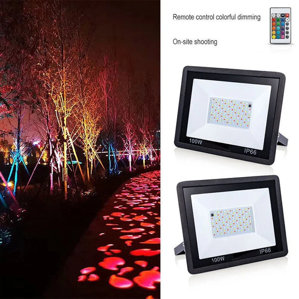 RGB LED الكاشف الإضاءة في الهواء الطلق 220 فولت 10 واط 30 واط 50 واط 100 واط IP66 مقاوم للماء في الهواء الطلق RGB عاكس الأضواء مصابيح إضاءة الحديقة